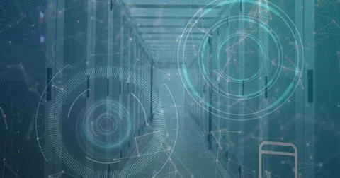 Showcasing advanced technology, futuristic data center with digital interface Photos