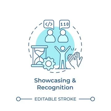 Showcasing and recognition soft blue concept icon Stock Illustration