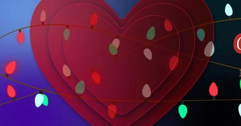 Showcasing layered red heart shape at dark gradient backdrop, with decorative Stock Photos