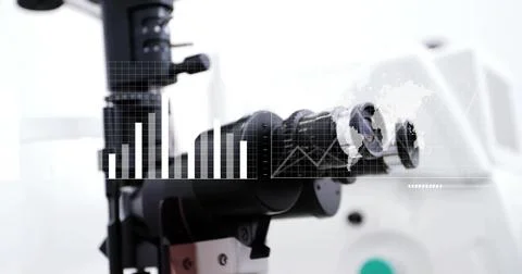 Showcasing microscope turret on laboratory bench with adjustment knobs, Stock Photos