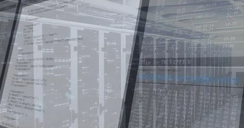Showcasing server racks with blinking LEDs lining data center corridor, with Stock Photos