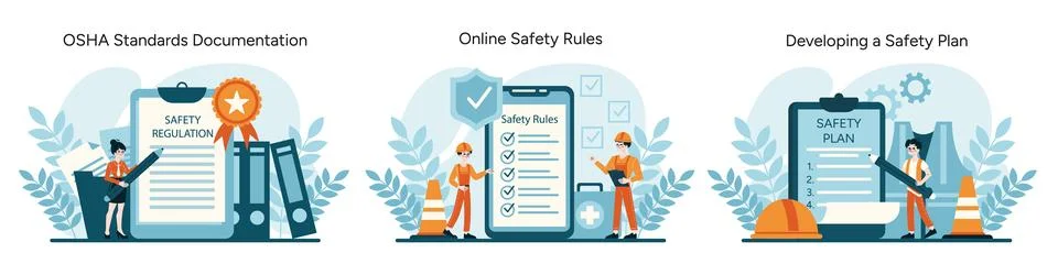 Showcasing standard documentation, enforcing online safety rules, and crafting Stock Illustration