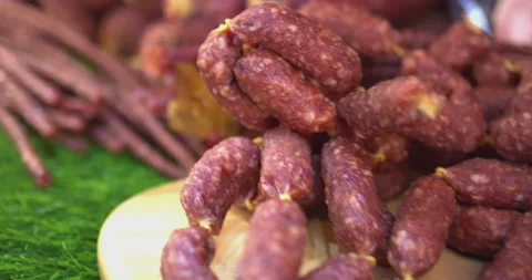 Showcasing various textures of raw ground beef and steaks Stock Footage 303629813