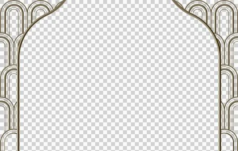 Showcasing vector arch with muted teal and nested gold scalloped outlines on Stock Illustration