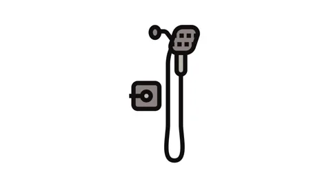 Shower bathroom interior color icon animation Stock Footage 326099832