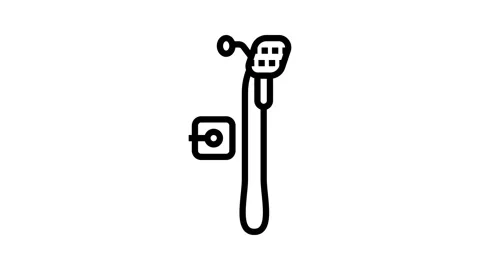 Shower bathroom interior line icon animation Stock Footage 326136120