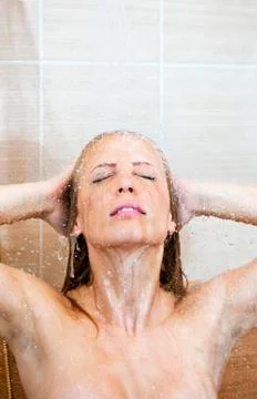 Shower in the bathroom Stock Photos