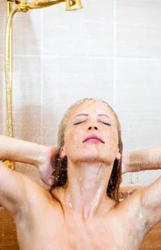 Shower in the bathroom Stock Photos