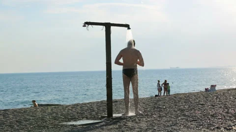 Shower on the beach Stock Footage 36547887