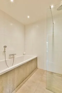 Shower box in modern bathroom Stock Photos