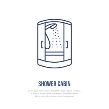 Shower cabin flat logo, line icon. Hygiene, bathroom vector illustration. Sign Stock Illustration