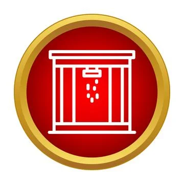 Shower cabin icon with falling water droplets Stock Illustration