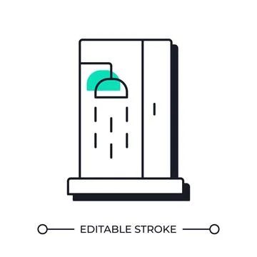 Shower cabin offset shadow line icon Illustrazione stock