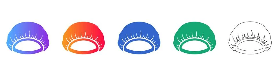 Shower Cap Icon Variations Stock Illustration