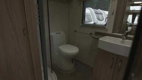 Shower in Caravan Stock Footage 260322917