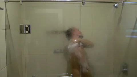 In the shower to clean man Stock Footage 91325841
