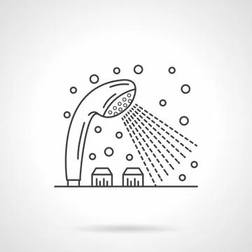 Shower dispenser flat line design vector icon Stock Illustration