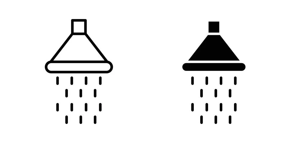 Shower down icon drawing lines. Silhouette style vector bundle Stock Illustration