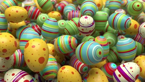 A shower of Easter eggs floods the screen with color, making a lively trans.. Video stock 263771154
