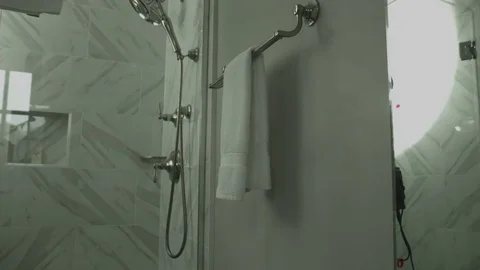 Shower faucets in shower Video stock 82977501