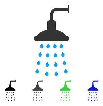 Shower Flat Icon Illustrazione stock
