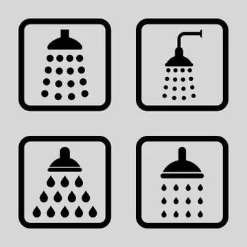 Shower Flat Squared Vector Icon Stock Illustration