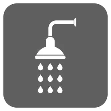 Shower Flat Squared Vector Icon Stock Illustration