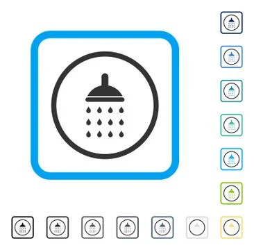 Shower Framed Vector Icon Stock Illustration