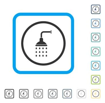 Shower Framed Vector Icon 스톡 일러스트