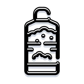 Shower gel bottle with bubbles black line icon Stock Illustration