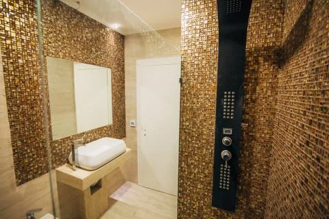 Shower head in the bathroom Stock Photos