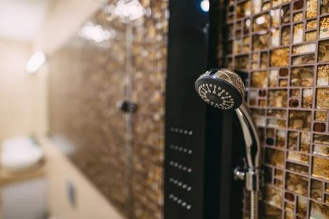 Shower head in the bathroom Stock Photos