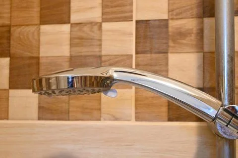 Shower head in bathroom Stockfoto's