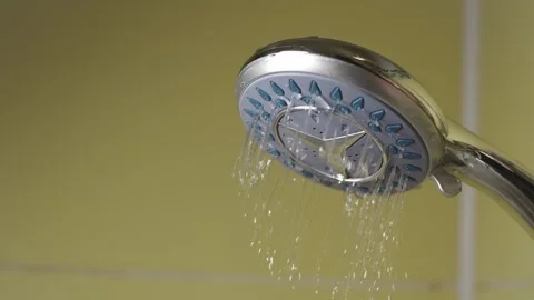 Shower head close-up in the bathroom Stock Footage 286306941
