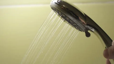 Shower head close-up in the bathroom Stock Footage 286307403