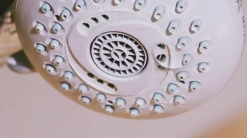 Shower head close start slow motion  Stock Footage 73431411