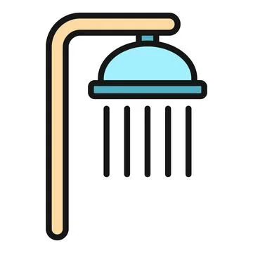 Shower head with falling water icon illustration Stock Illustration
