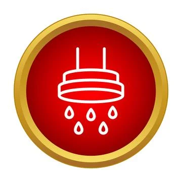 Shower head icon dropping water in red circle Stock Illustration