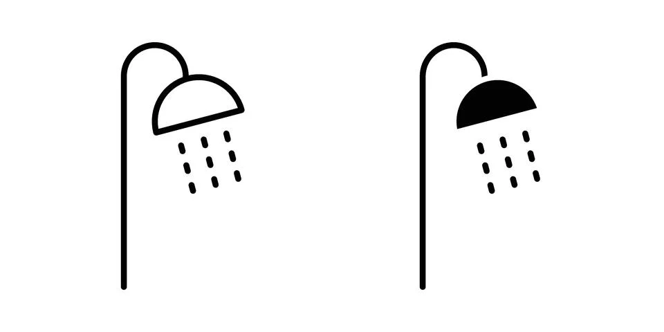 Shower head icon linear versions pack on white background Stock Illustration