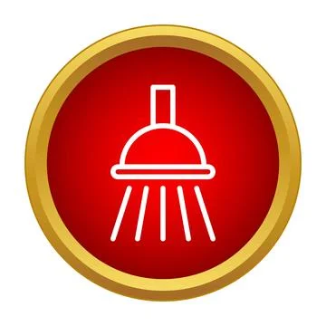 Shower head icon on red button design 库存插图