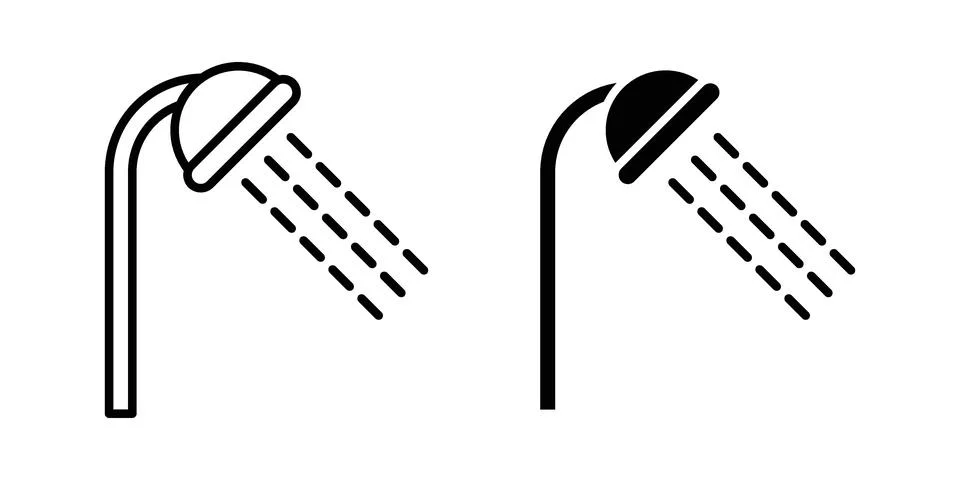 Shower head icon set modern line and solid style collection. Stock Illustration