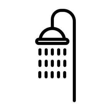 Shower head icon with water flow isolated on white background 스톡 일러스트