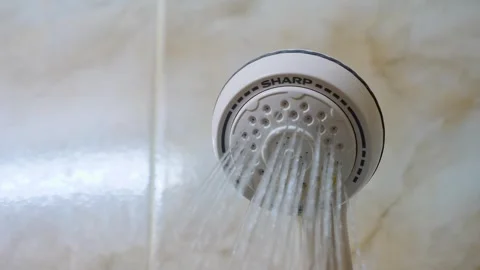 The Shower Head Opened With Water Stock Footage 262141165