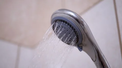 Shower Head with Running Water, Close up Stock Footage 312009218