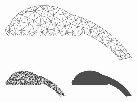 Shower Head Vector Mesh Network Model and Triangle Mosaic Icon Stock Illustration