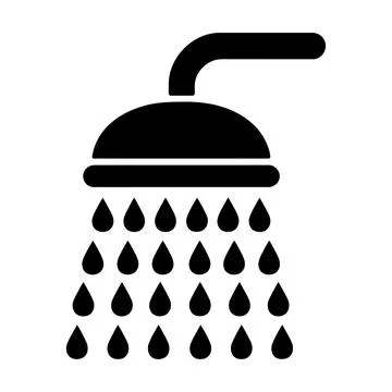 Shower Head Water Spray Icon Black Glyph Bathroom Vector Symbol Stock Illustration