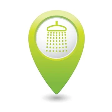 Shower icon green map pointer Illustrazione stock