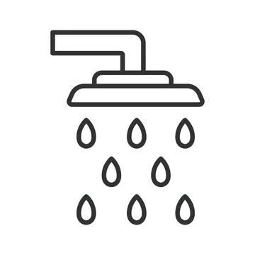 Shower icon in line design. shower water hygiene bathroom wash clean sanitation イラスト素材