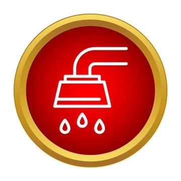 Shower icon producing water drops in red circle Stock Illustration