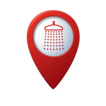 Shower icon red map pointer Stock Illustration